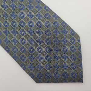 Ferucci by Daniel de Fasson Studio Gray Blue Pattern Embroidered Silk Tie
